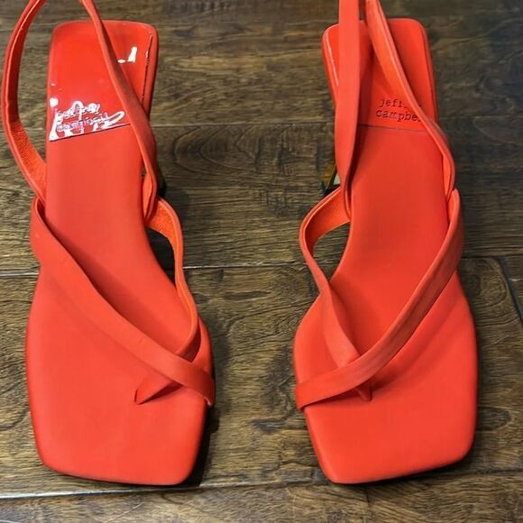 Jeffrey Campbell Mercantile Neoprene Strappy Sandal, Orange, size 7.5 - Picture 3 of 10